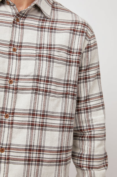 Sussex Oat Grey Brick Long Sleeve Button Down - close up
