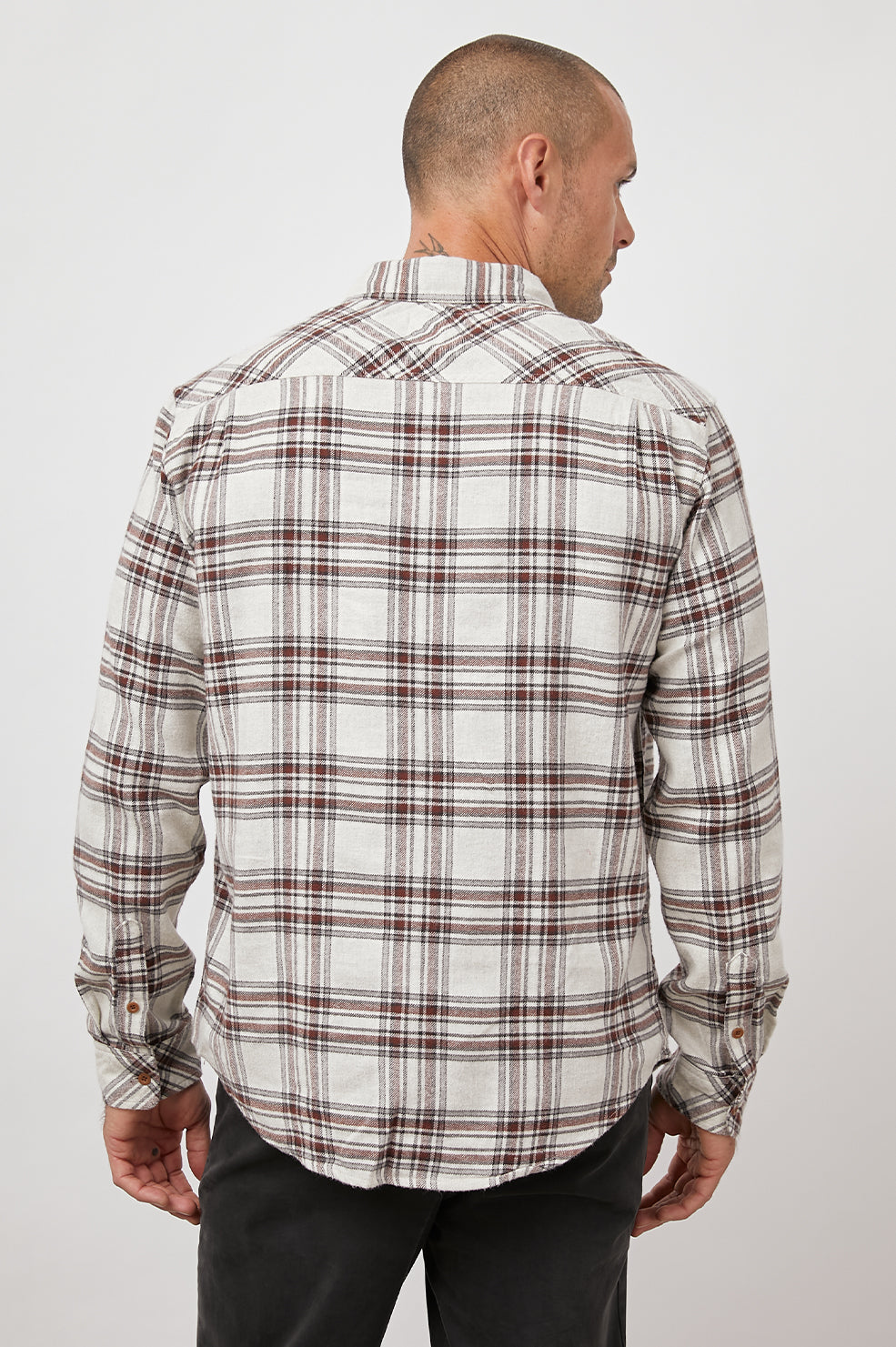 Sussex Oat Grey Brick Long Sleeve Button Down - back