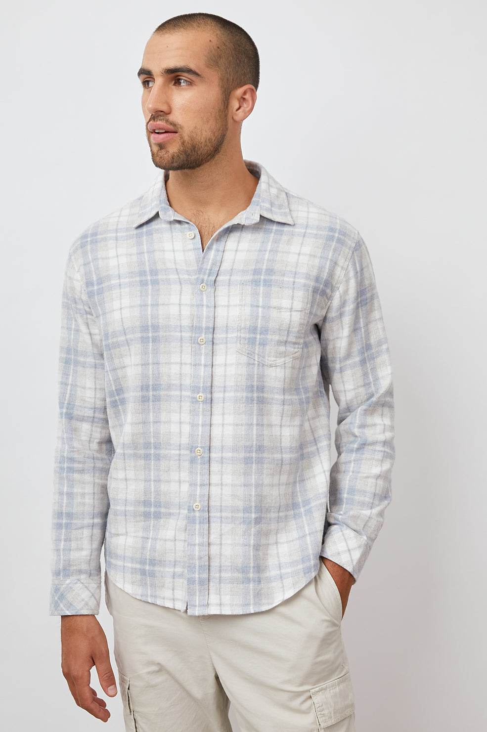 SUSSEX SHIRT - PAINTED SKY GREY MELANGE - FRONT