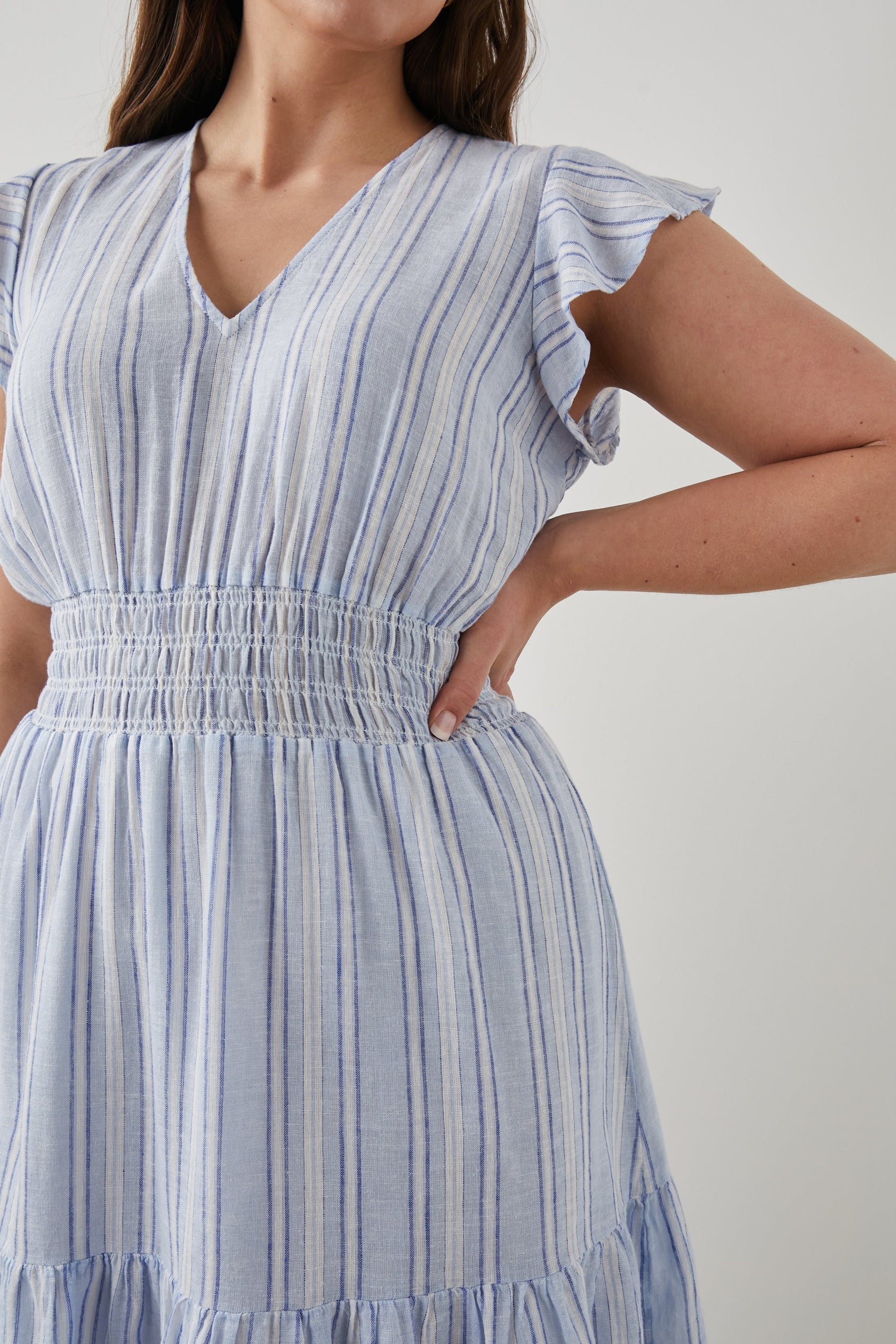 TARA DRESS NAPOLI STRIPE - MODEL 2 DETAIL