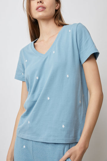 THE-CARA-V-NECK-AQUA-STARS-FRONT