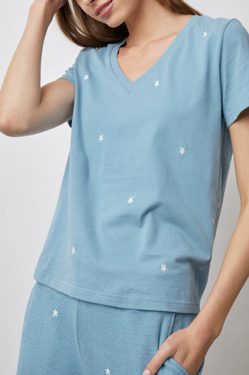 THE-CARA-V-NECK-AQUA-STARS-DETAIL