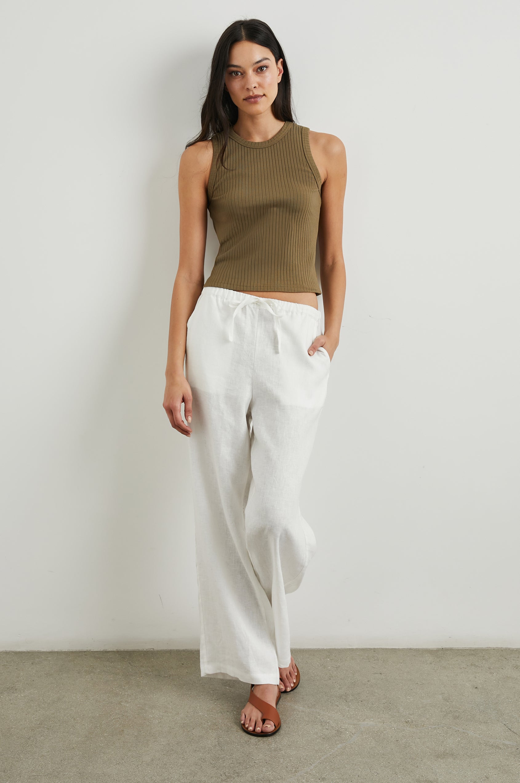 THE-RACER-TANK-OLIVE-FULL FRONT BODY