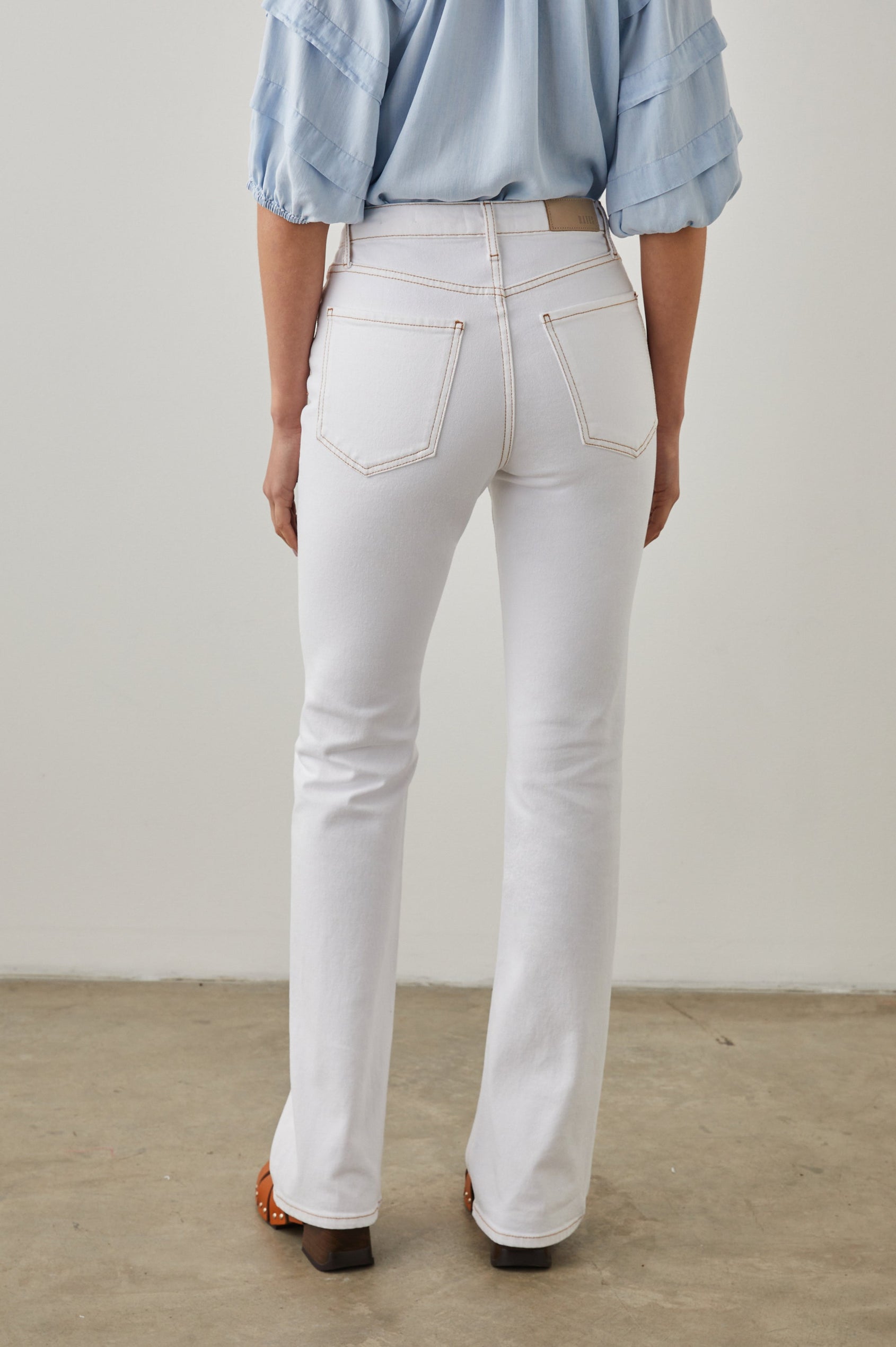 SUNSET SALT WHITE CONTRAST STITCH SLIM BOOT JEAN - BACK