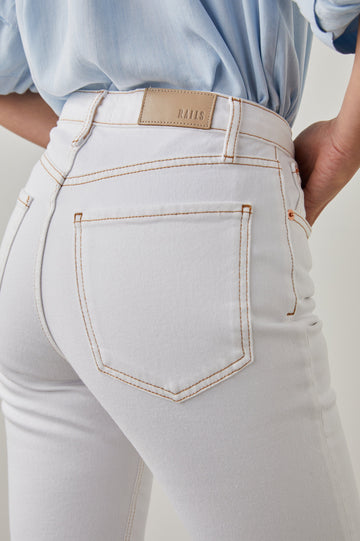 SUNSET SALT WHITE CONTRAST STITCH SLIM BOOT JEAN - BACK DETAIL