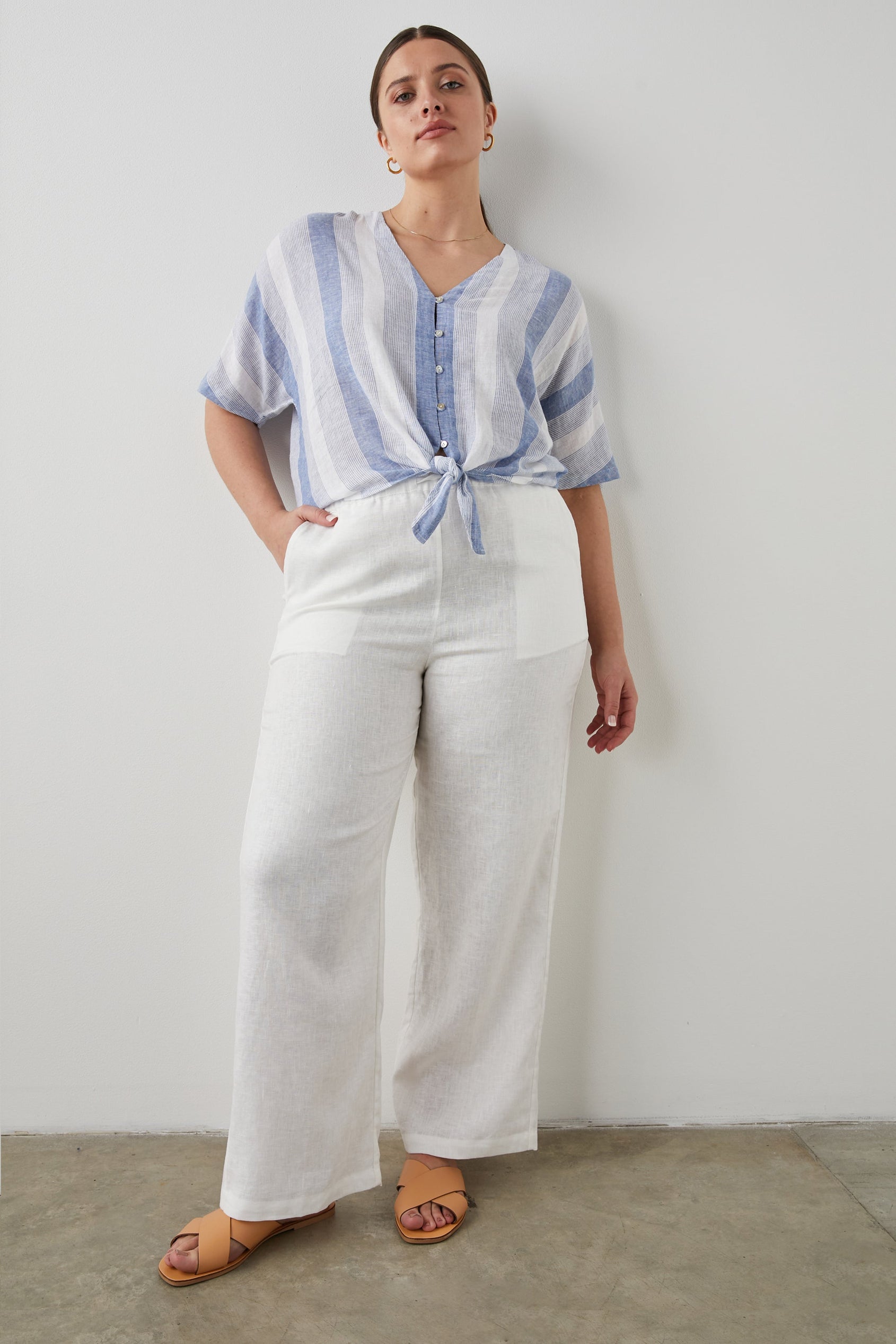 THEA TOP NEVIS STRIPE - FULL FRONT BODY MODEL 2