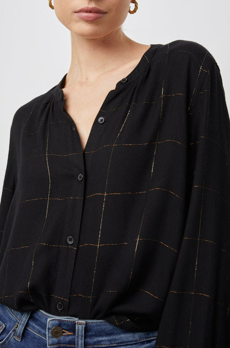 ELOISE EBONY TINSEL TOP-DETAIL