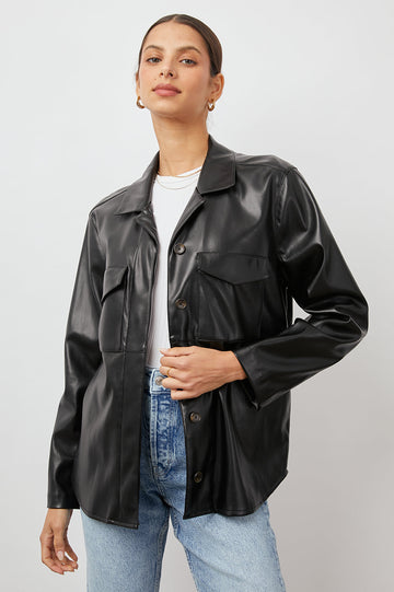 XANDER BLACK SHACKET-FRONT UNBUTTONED