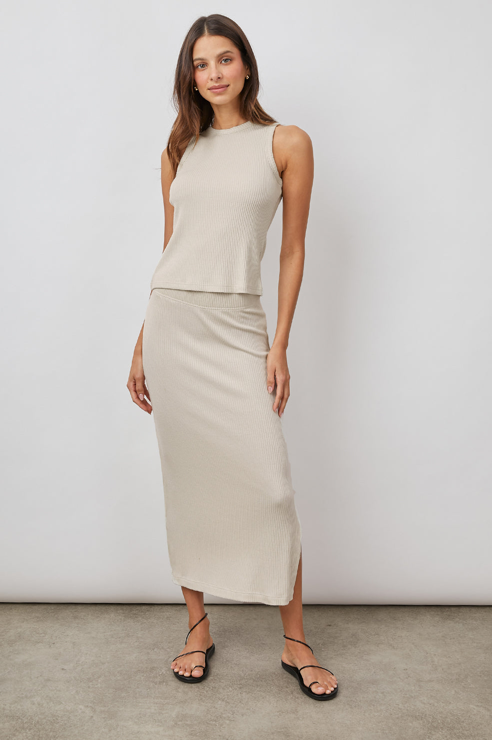 The Racer Tank Ivory Tank Top - FRONT FULL BODY