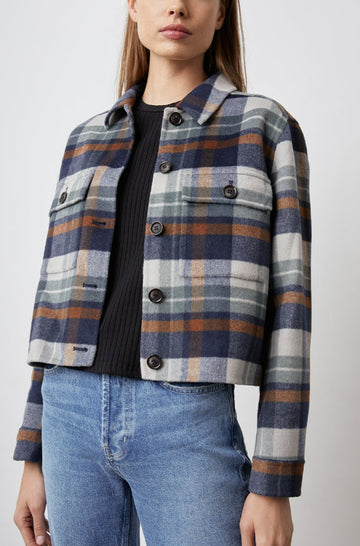 STEFFI VAIL PLAID JACKET- FRONT UNBUTTONED