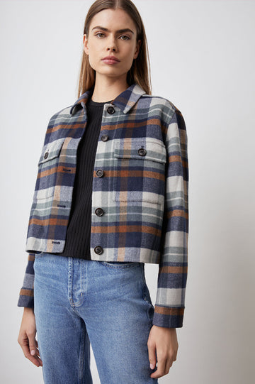 STEFFI VAIL PLAID JACKET- FRONT UNBUTTONED