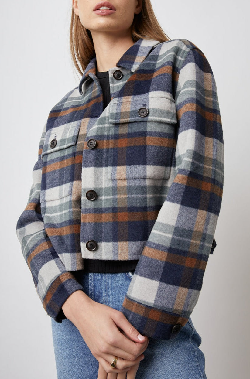 STEFFI VAIL PLAID JACKET- FRONT ARMS CROSSED