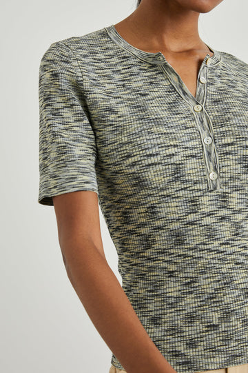 TONI TOP - MINT NAVY SPACE DYE - FRONT DETAILS