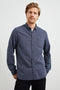 Tristan Long-Sleeve Button Down with a Chest Patch Pocket in Mountain Eclipse Colorway, a blue - Front View Featured on Model