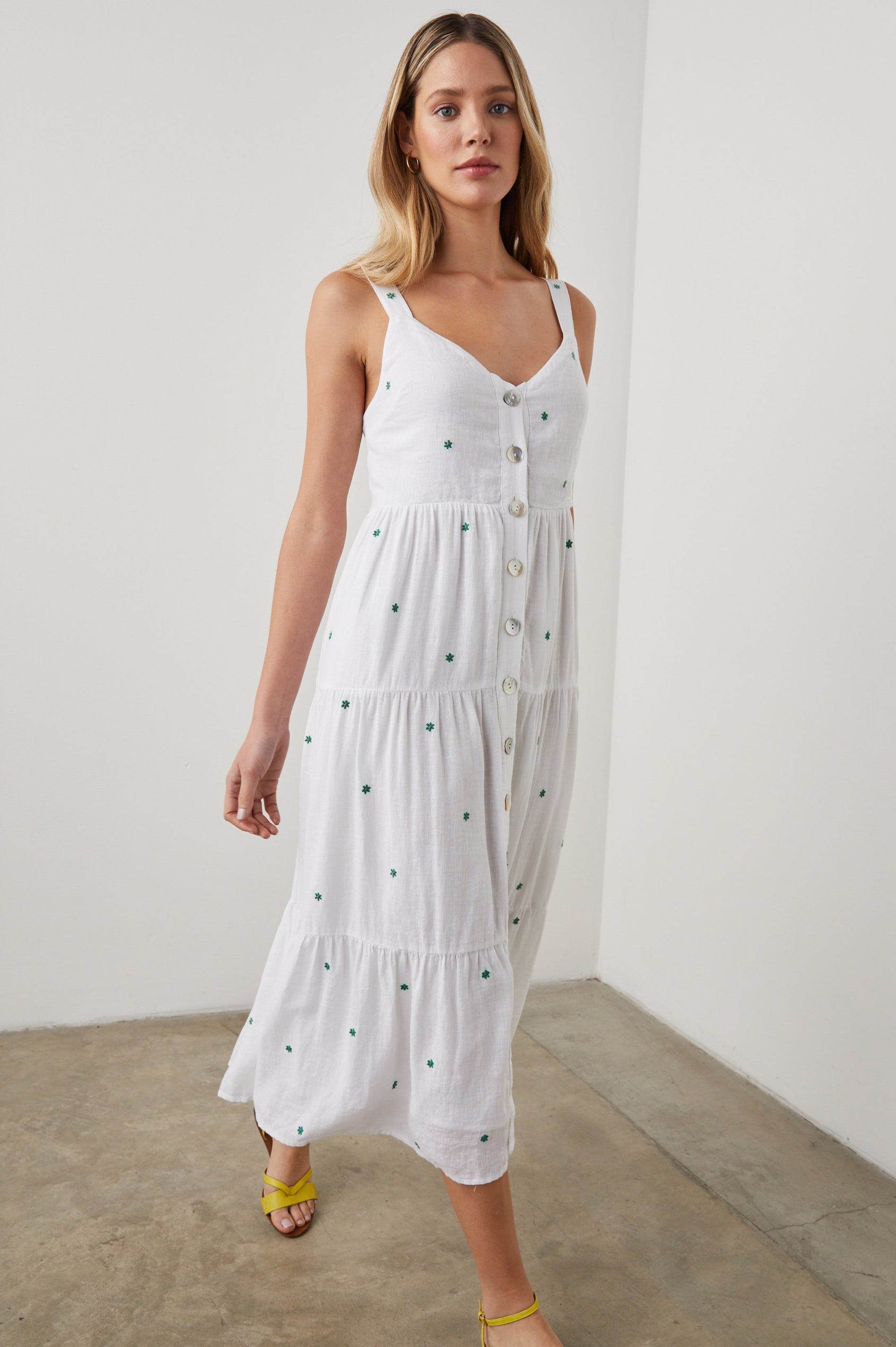 VIOLET DRESS GREEN DAISY EMBROIDERY - SIDE BODY