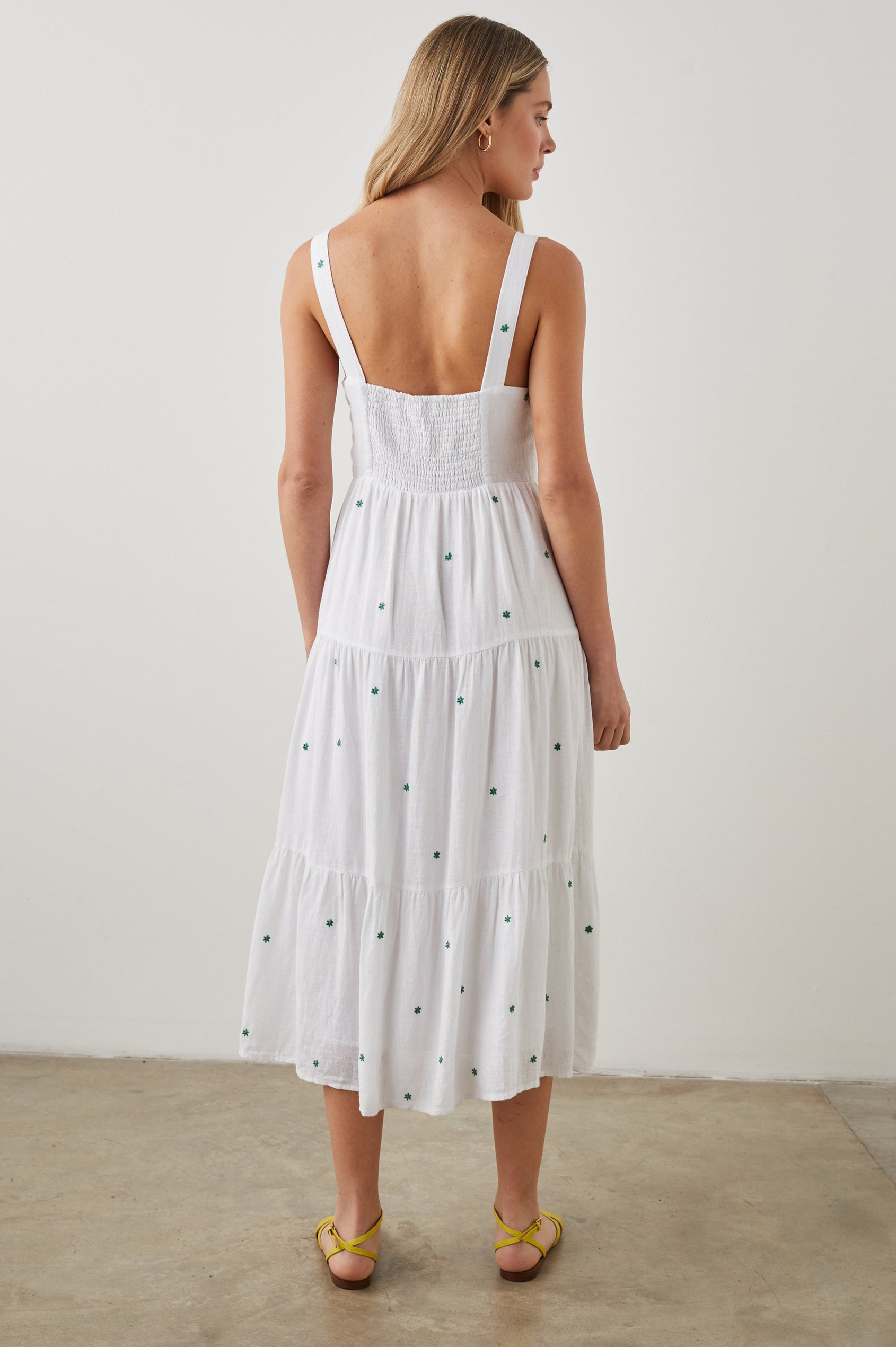 VIOLET DRESS GREEN DAISY EMBROIDERY - BACK BODY