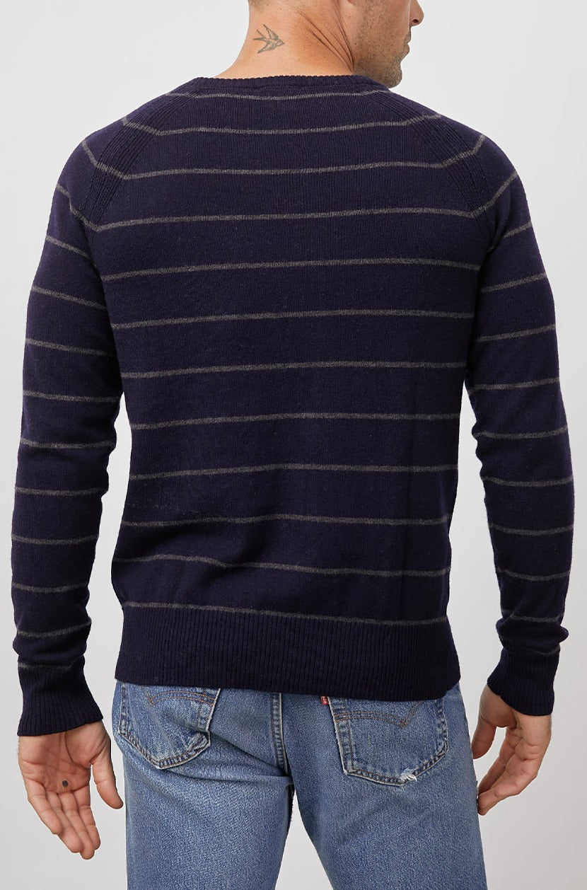 Watkins Navy Charcoal Crew Neck Sweater- back