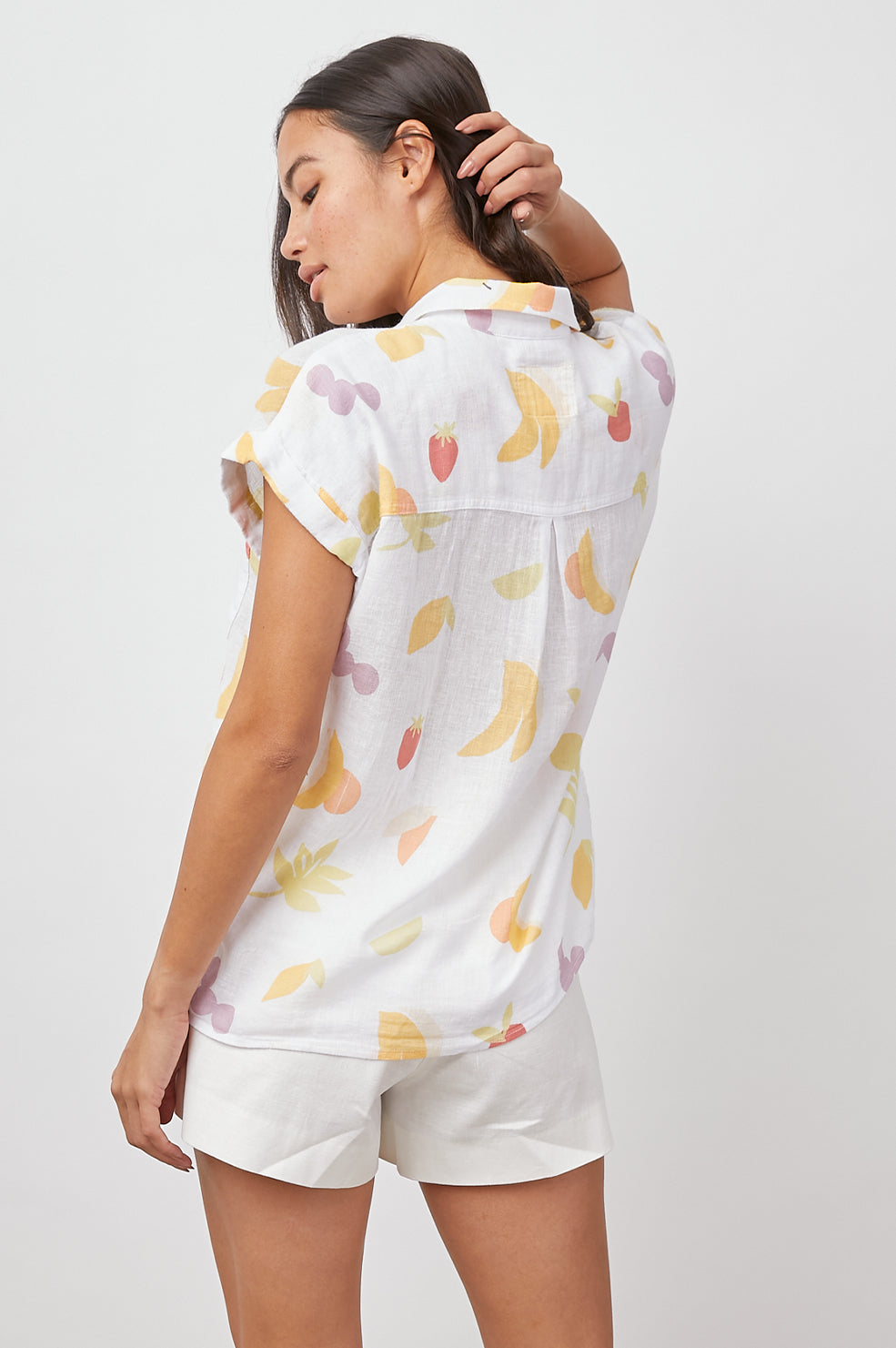 WHITNEY CUT OUT FRUITS BUTTON DOWN SHORT SLEEVE-BACK