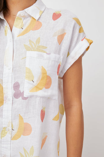 WHITNEY CUT OUT FRUITS BUTTON DOWN SHORT SLEEVE-DETAIL