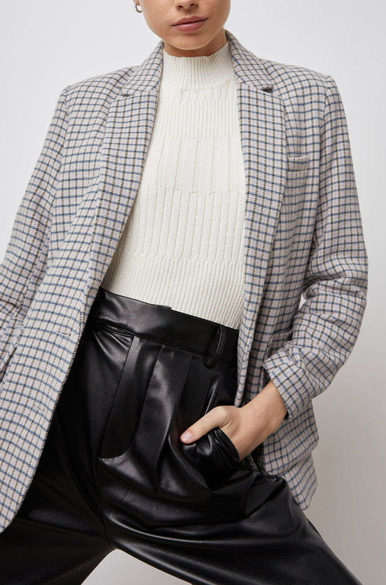 WINDSOR LILAC NAVY MINI CHECK BLAZER-EDITORIAL