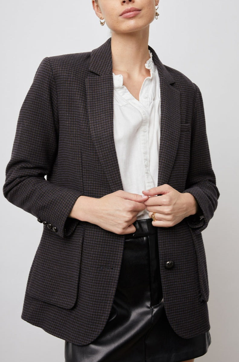 WINDSOR MIDNIGHT BROWN MINI CHECK JACKET-FRONT