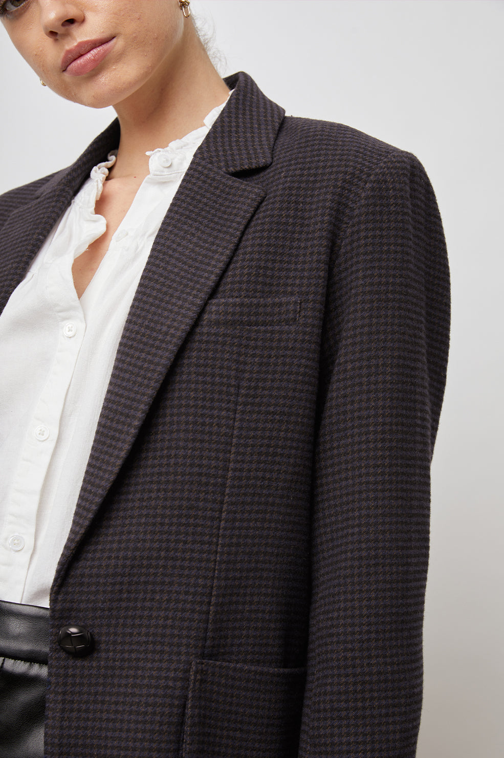 WINDSOR MIDNIGHT BROWN MINI CHECK JACKET-DETAIL
