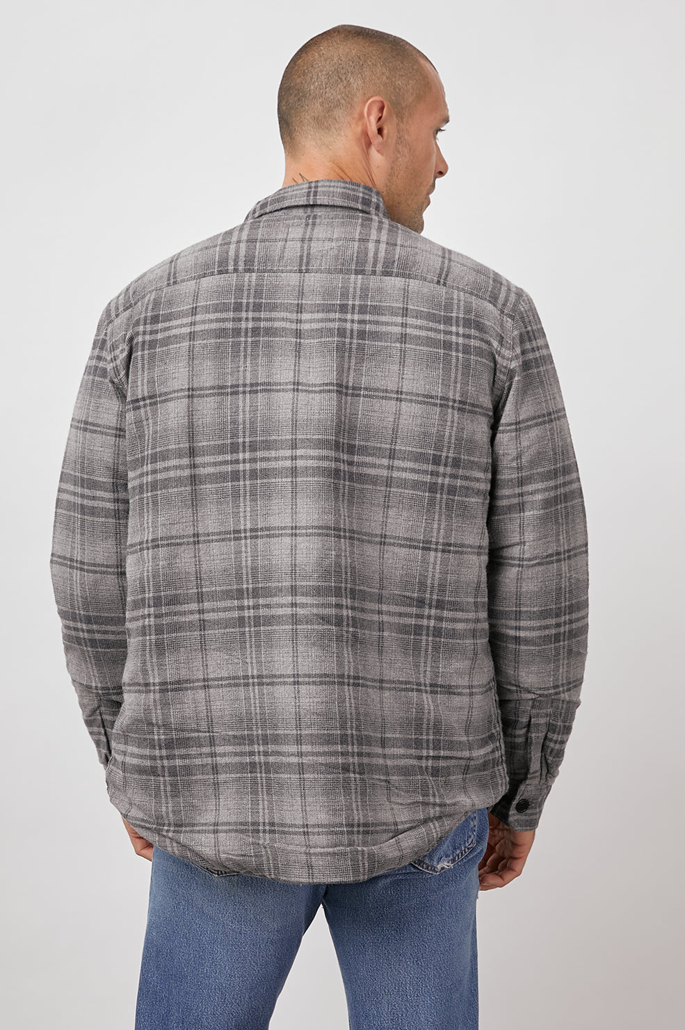 Worthing lined buttondown coat in grey melange creosote - back