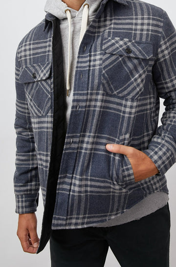 WORTHING JACKET RAVEN GREY MELANGE - FRONT BODY HAND IN POCKET