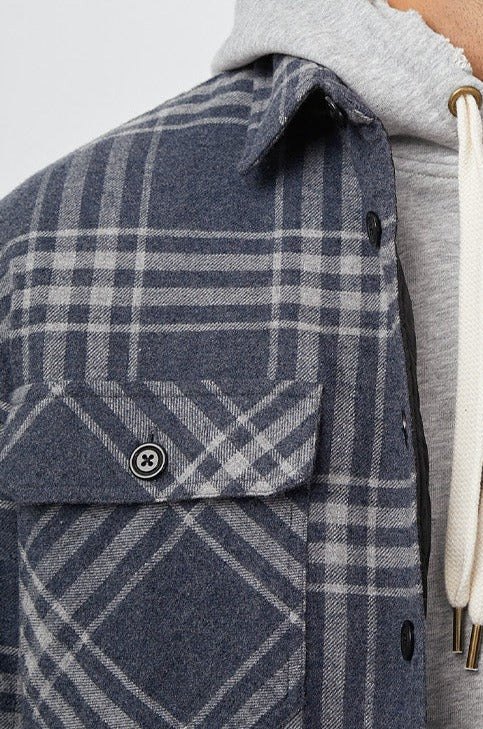 WORTHING JACKET RAVEN GREY MELANGE - COLLAR DETAIL