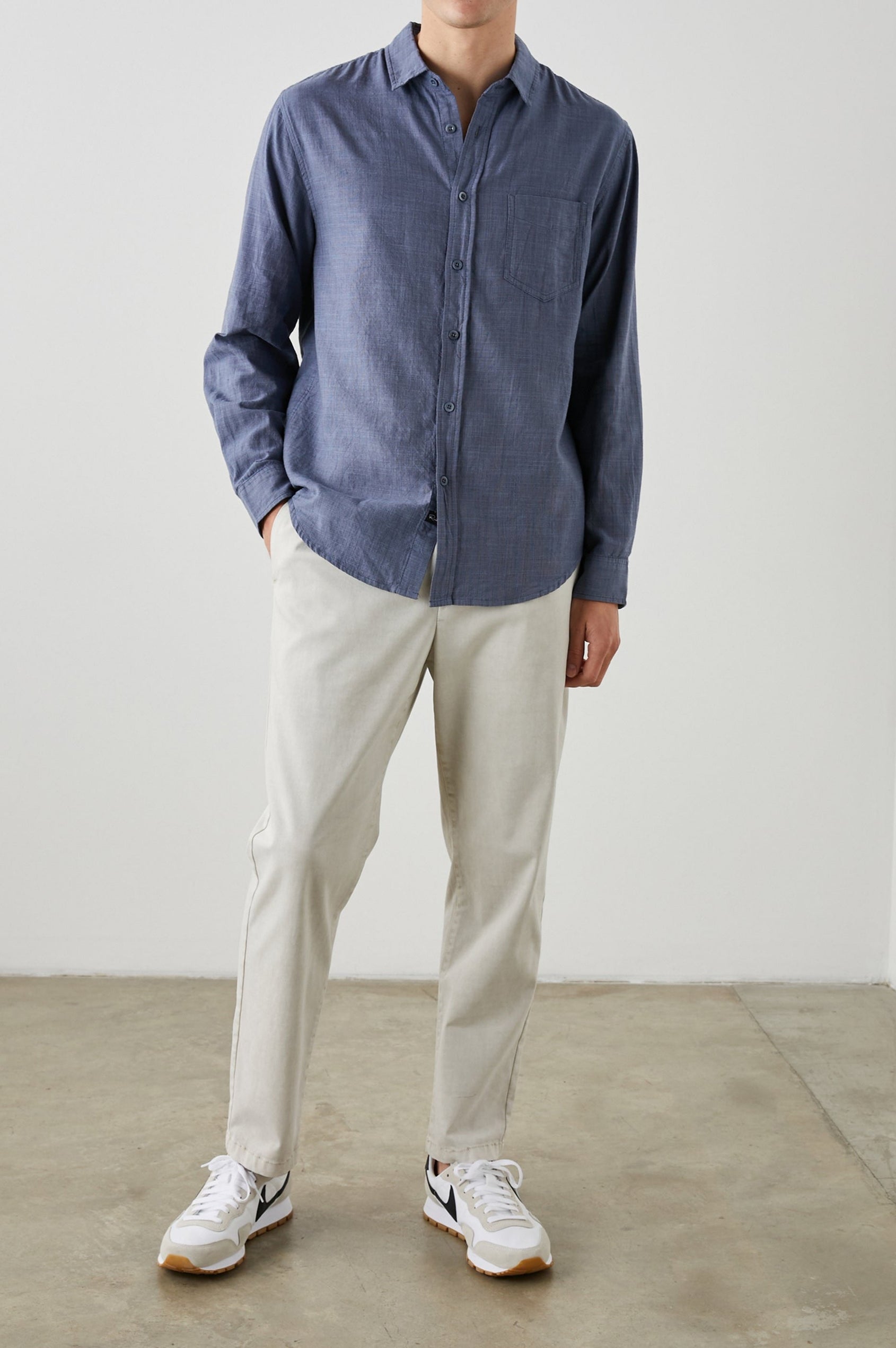 WYATT FLINT SHIRT - FRONT ONE HAND IN POCKET