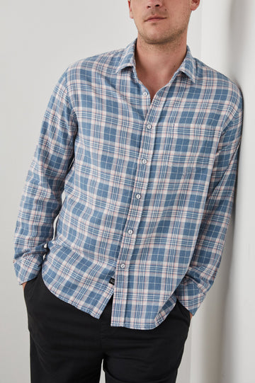 WYATT MEDITERRANEAN MELON MELANGE SHIRT - FRONT LEAN