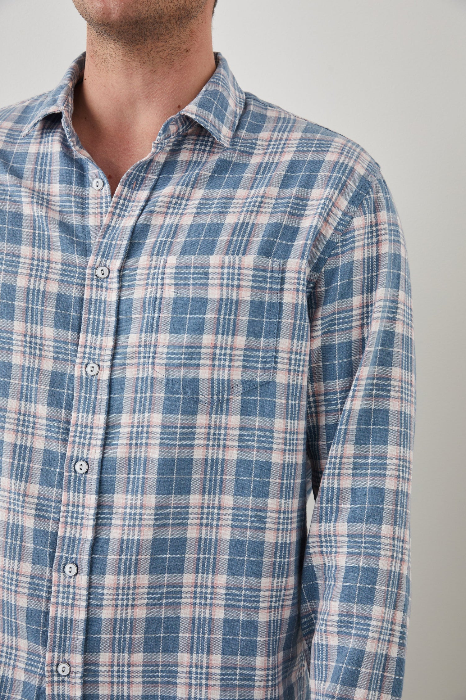WYATT MEDITERRANEAN MELON MELANGE SHIRT - DETAIL