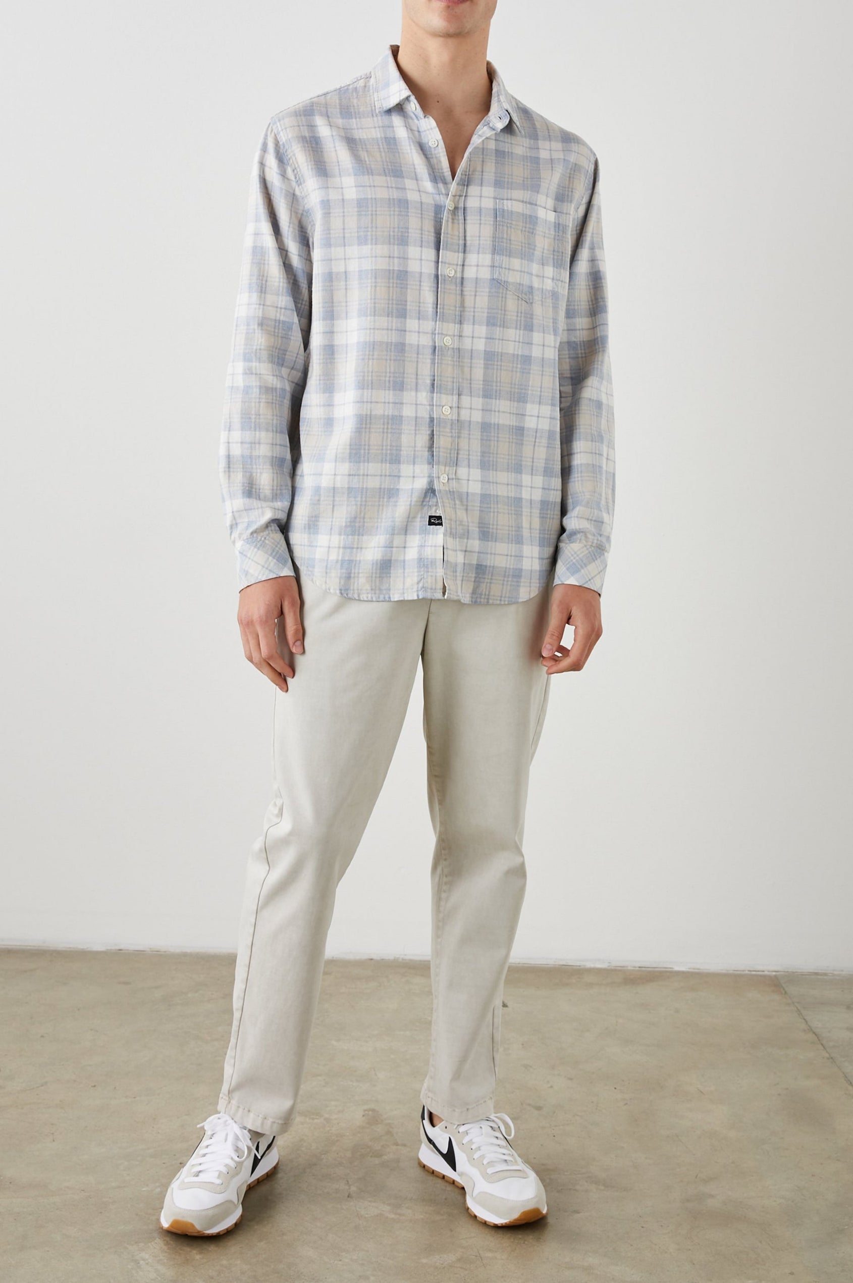WYATT MIRROR CREAM MELANGE SHIRT - FRONT