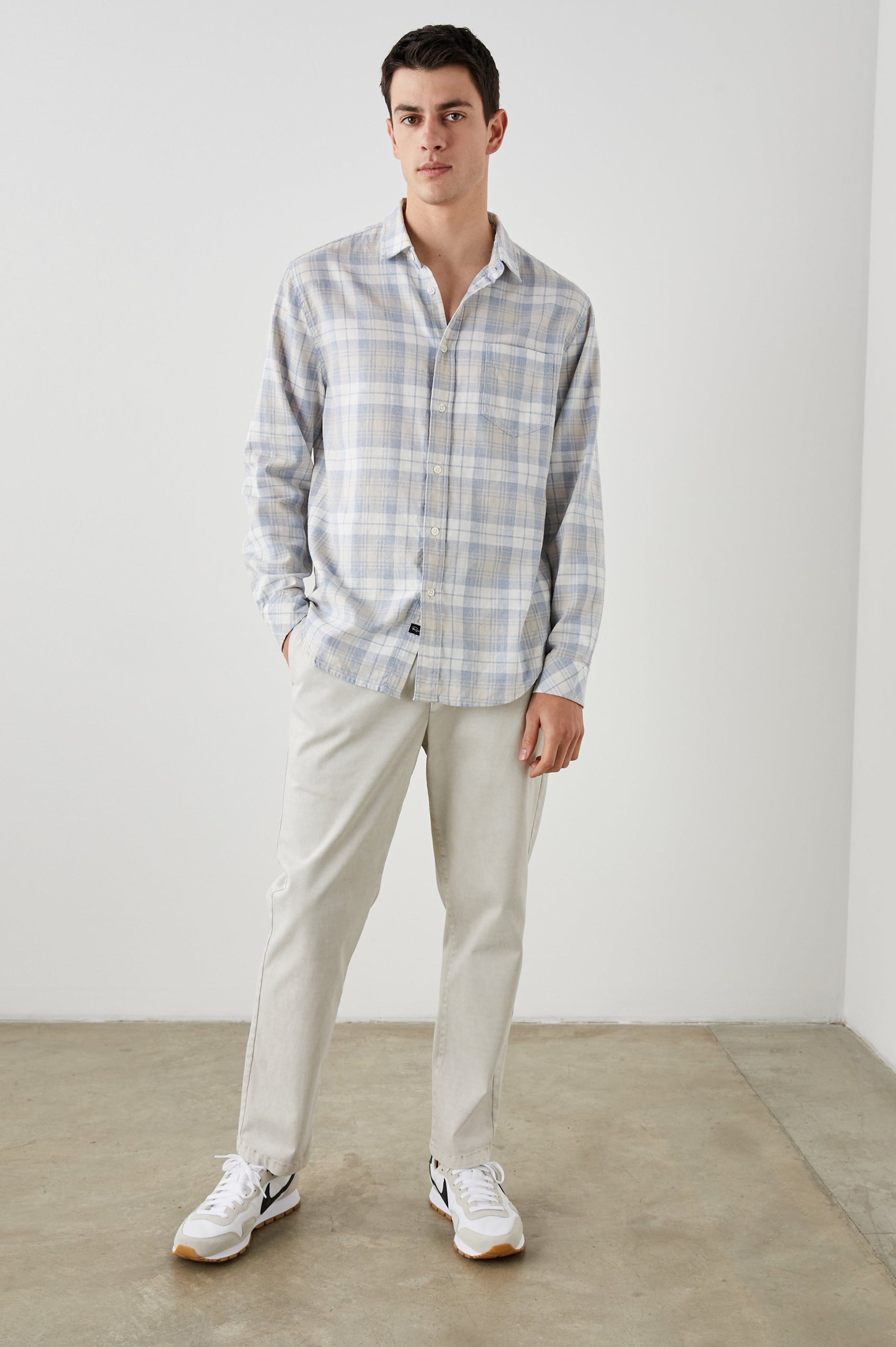 WYATT MIRROR CREAM MELANGE SHIRT - FRONT FULL BODY