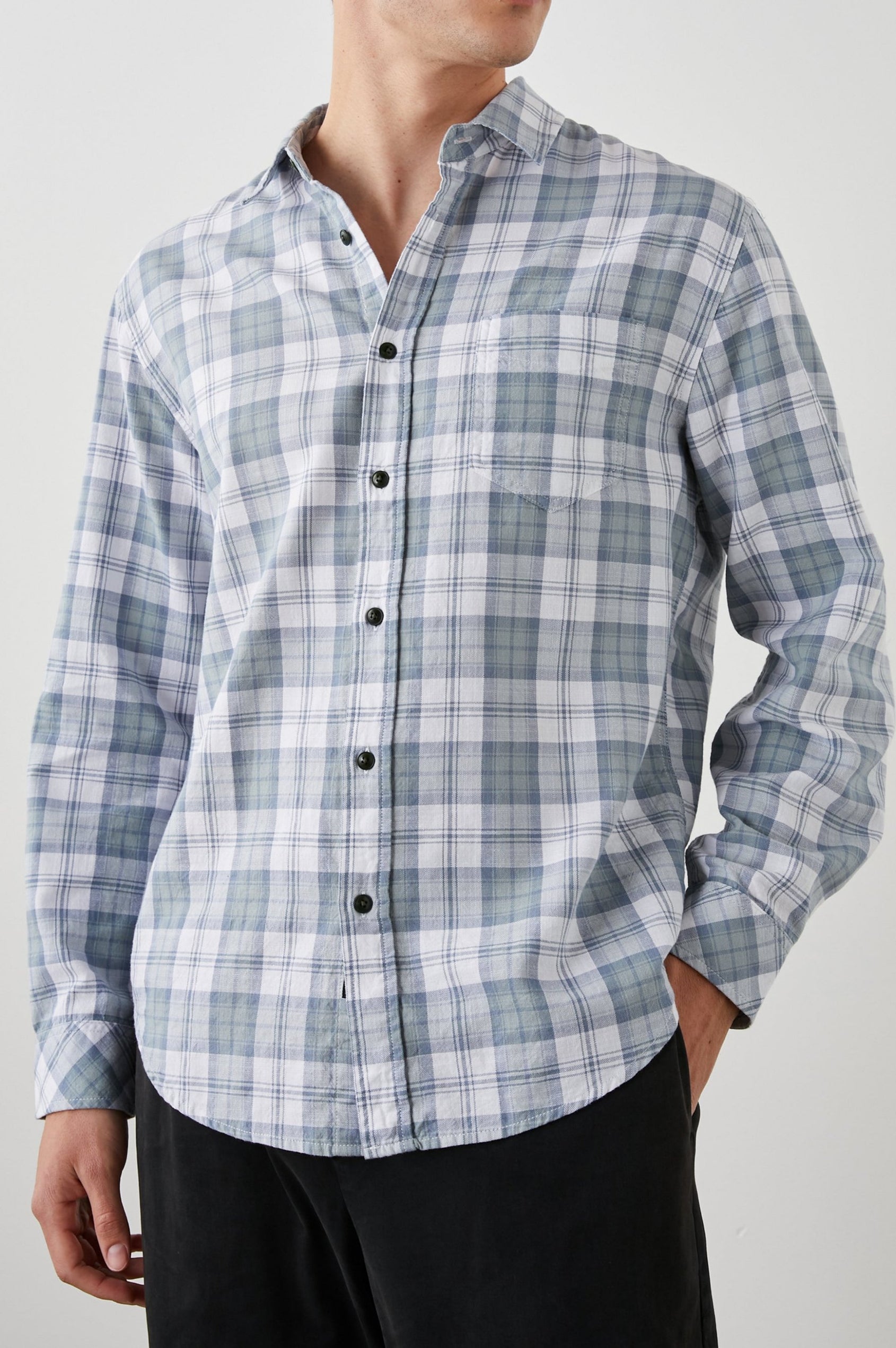 WYATT SAGE STEEL WHITE SHIRT - FRONT