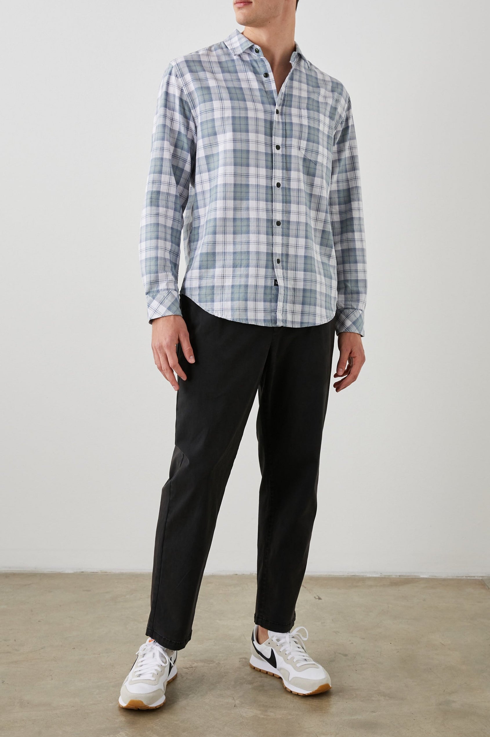 WYATT SAGE STEEL WHITE SHIRT - FRONT FULL BODY