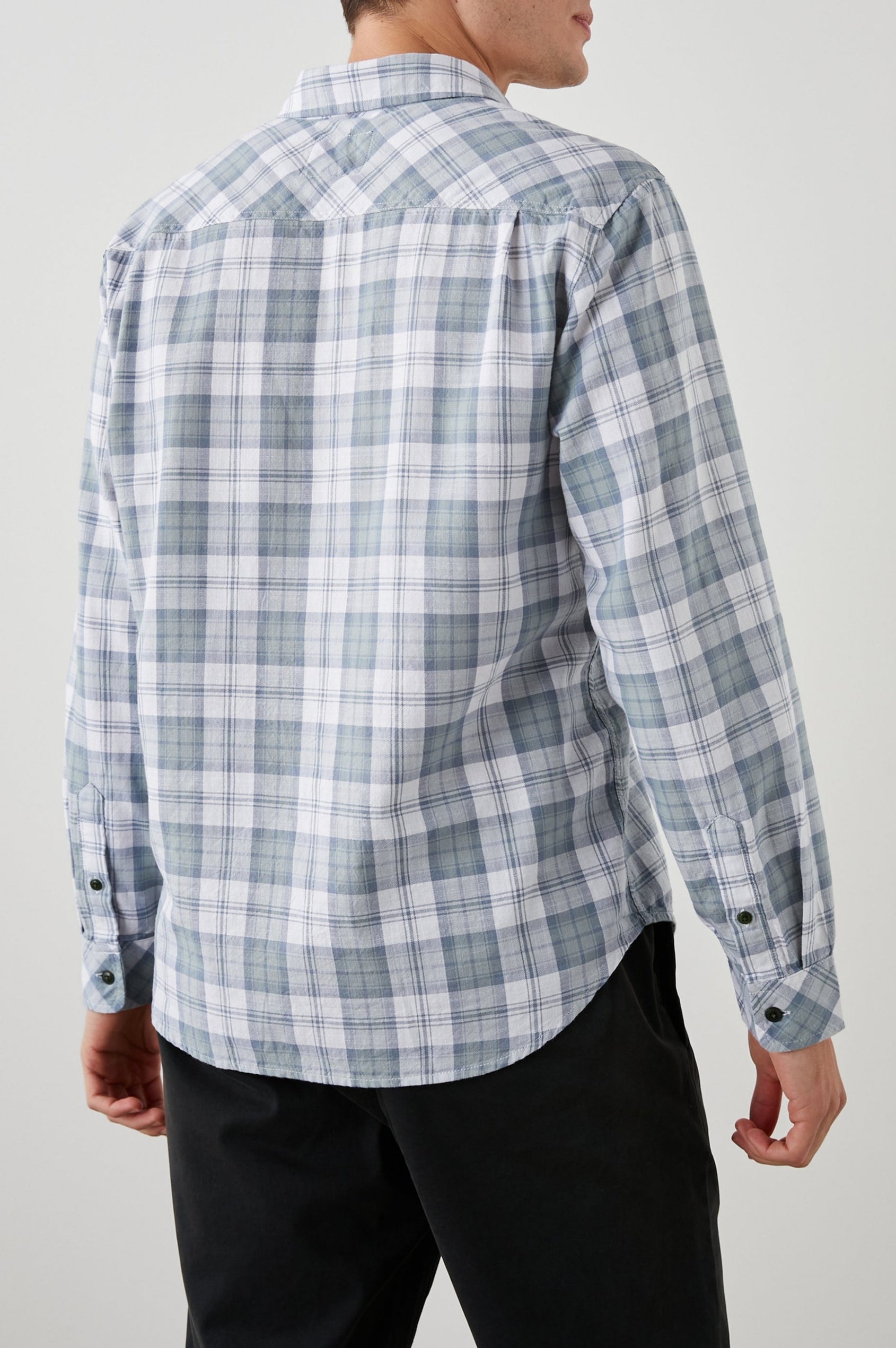 WYATT SAGE STEEL WHITE SHIRT - BACK