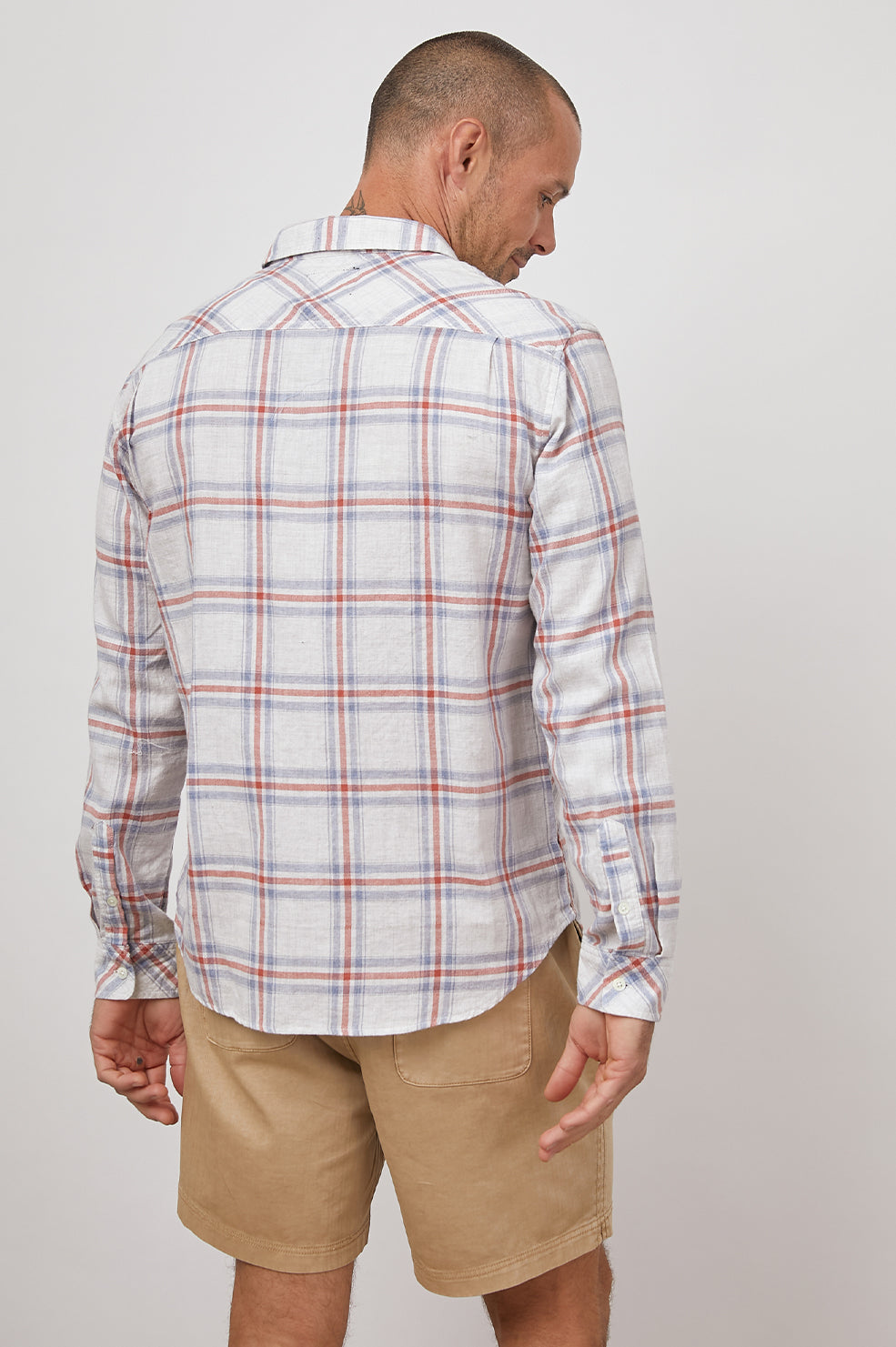 WYATT FLAG BLUE MELANGE LONG SLEEVE BUTTON DOWN- BACK