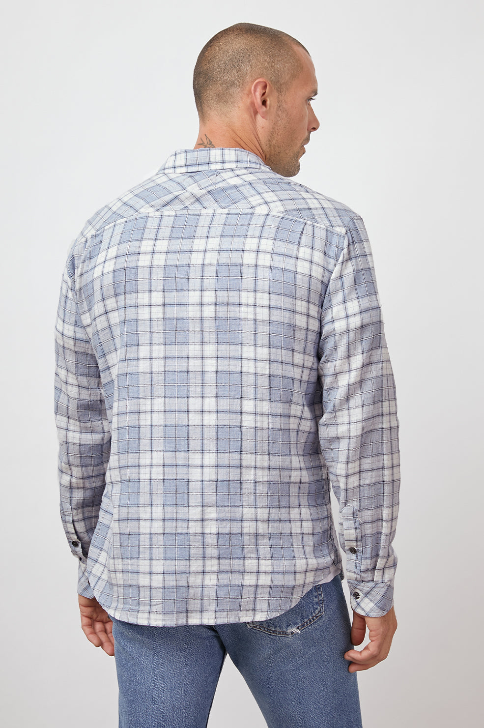WYATT SEAGLASS MELANGE LONG SLEEVE BUTTON DOWN- BACK