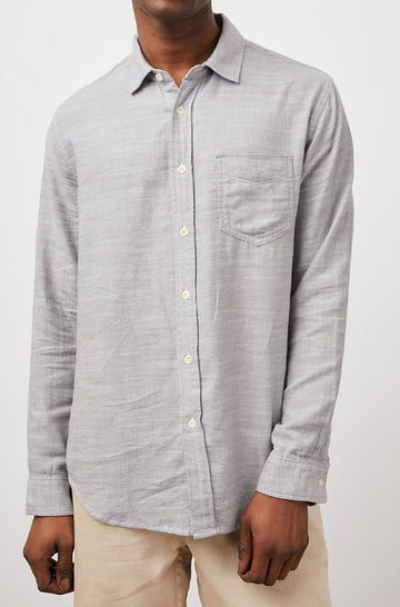 WYATT STEEL OXFORD LONG SLEEVE BUTTON DOWN- FRONT