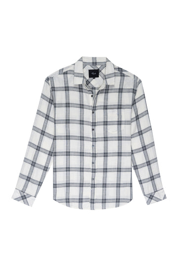 WYATT WHITE MIRROR MELANGE LONG SLEEVE BUTTON DOWN - FLAT
