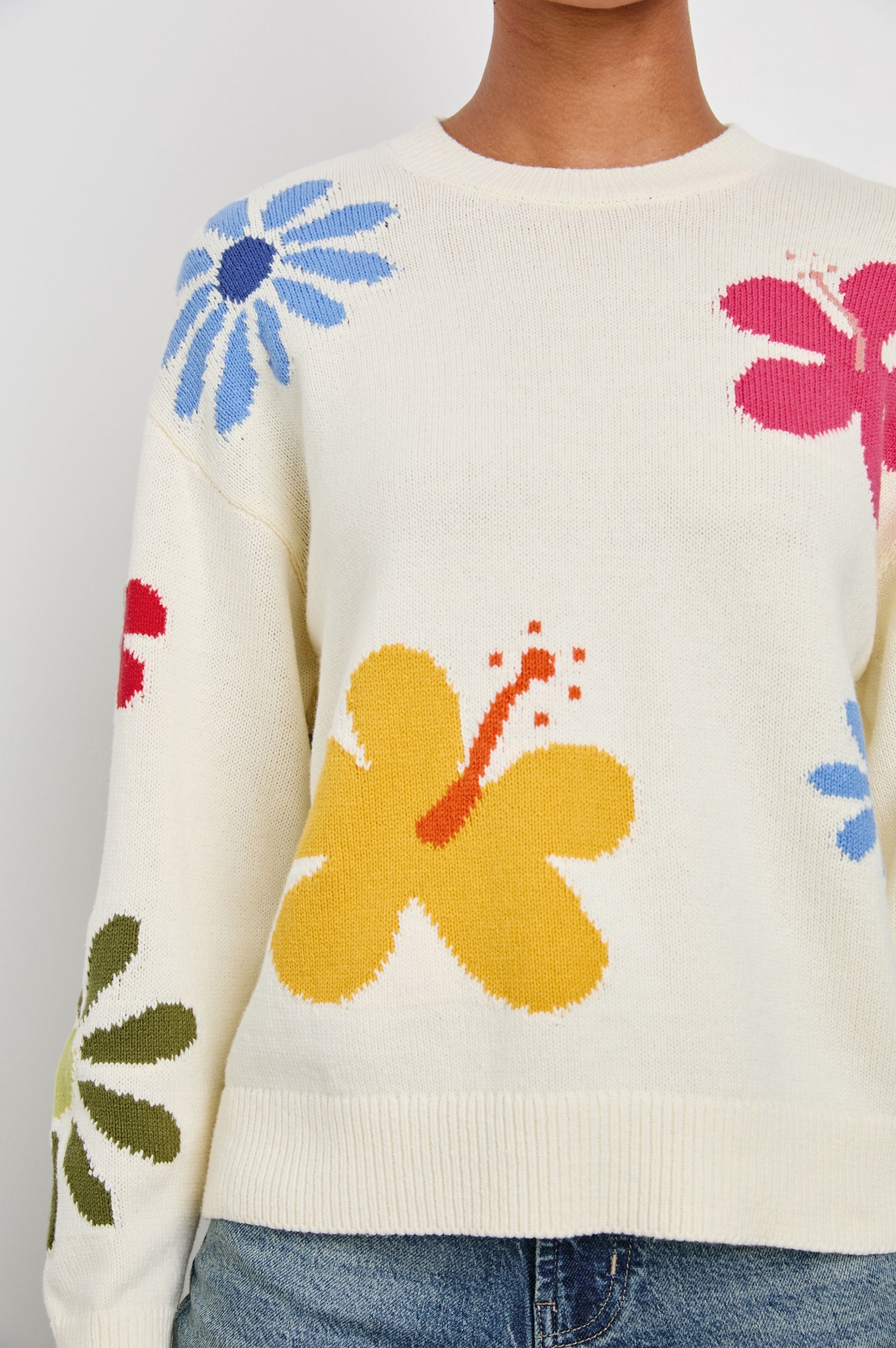 ZOEY SWEATER - IVORY HIBISCUS – Rails UK