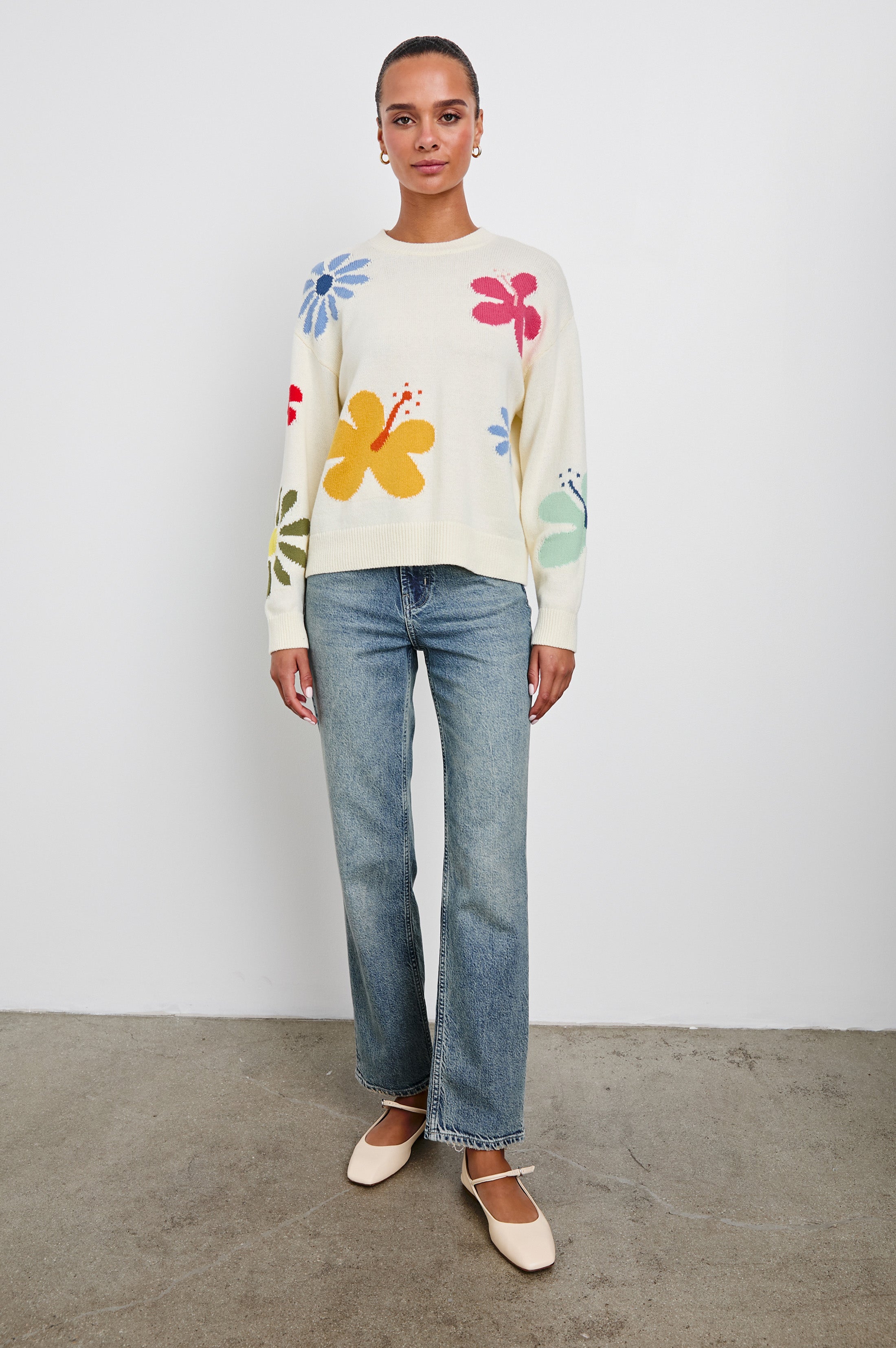ZOEY SWEATER - IVORY HIBISCUS – Rails UK