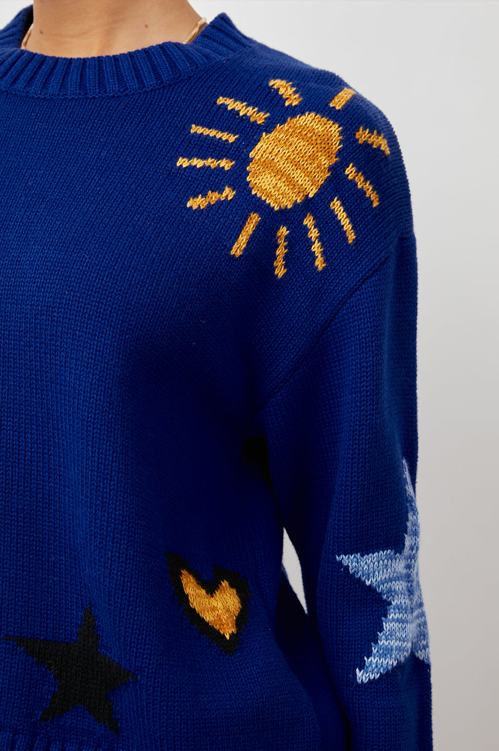 ZOEY COBALT GOLD GALAXY SWEATER-DETAIL