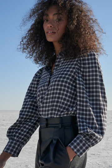 angelica sable ivory shirt front tucked-in