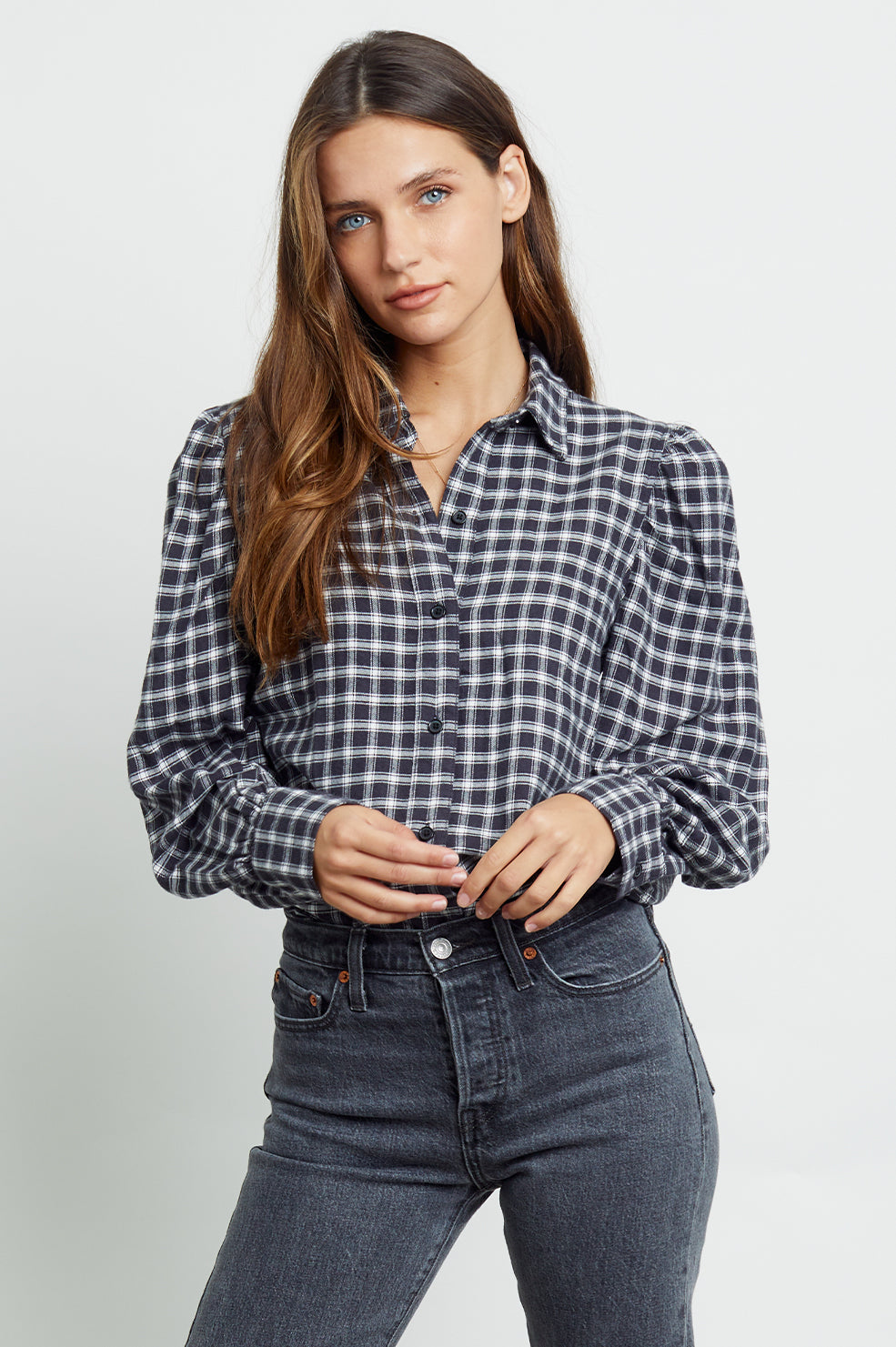 angelica sable ivory shirt front tucked-in