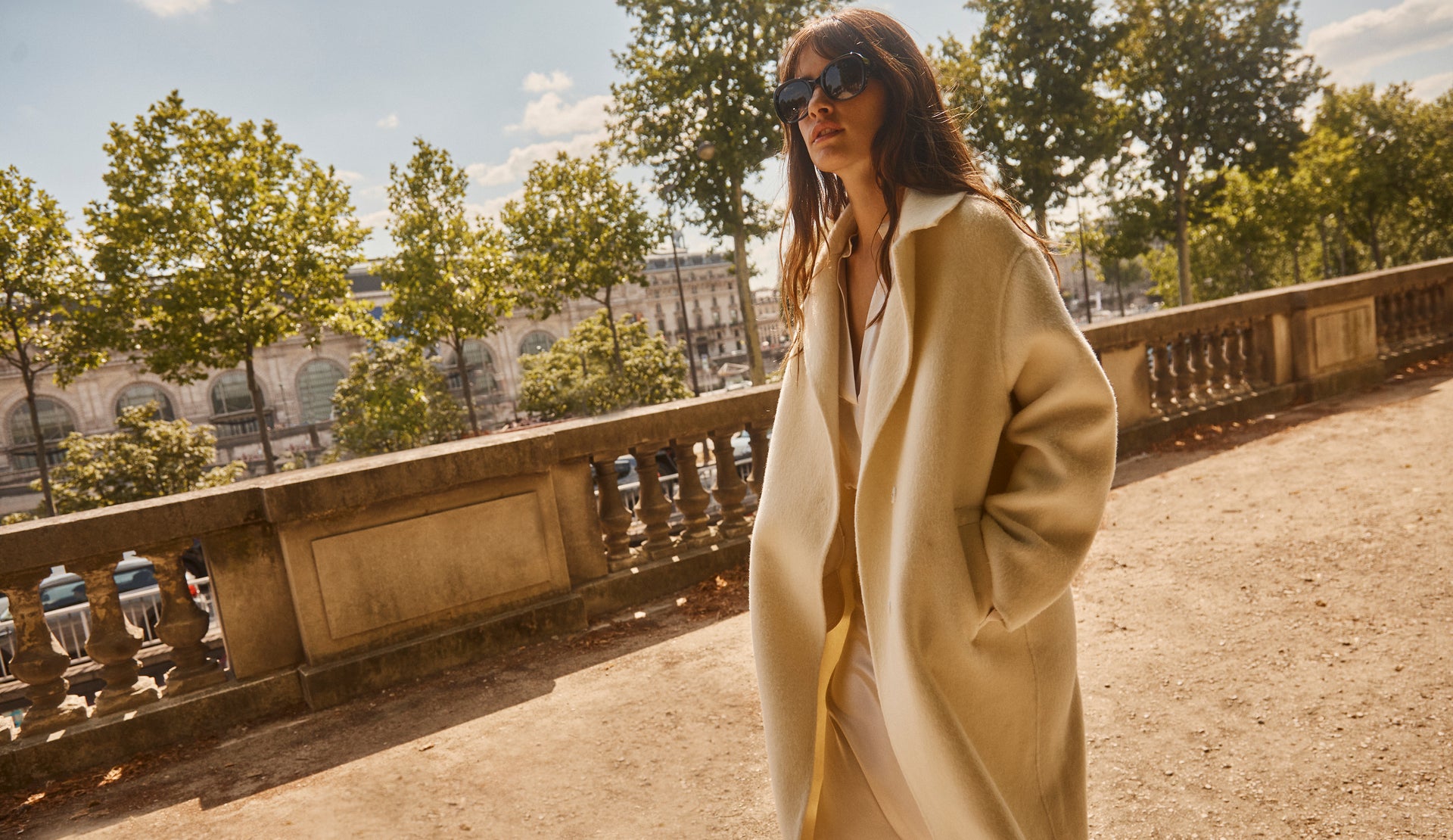 FRONT EDITORIAL IMAGE OF MODEL WEARING LORE COAT