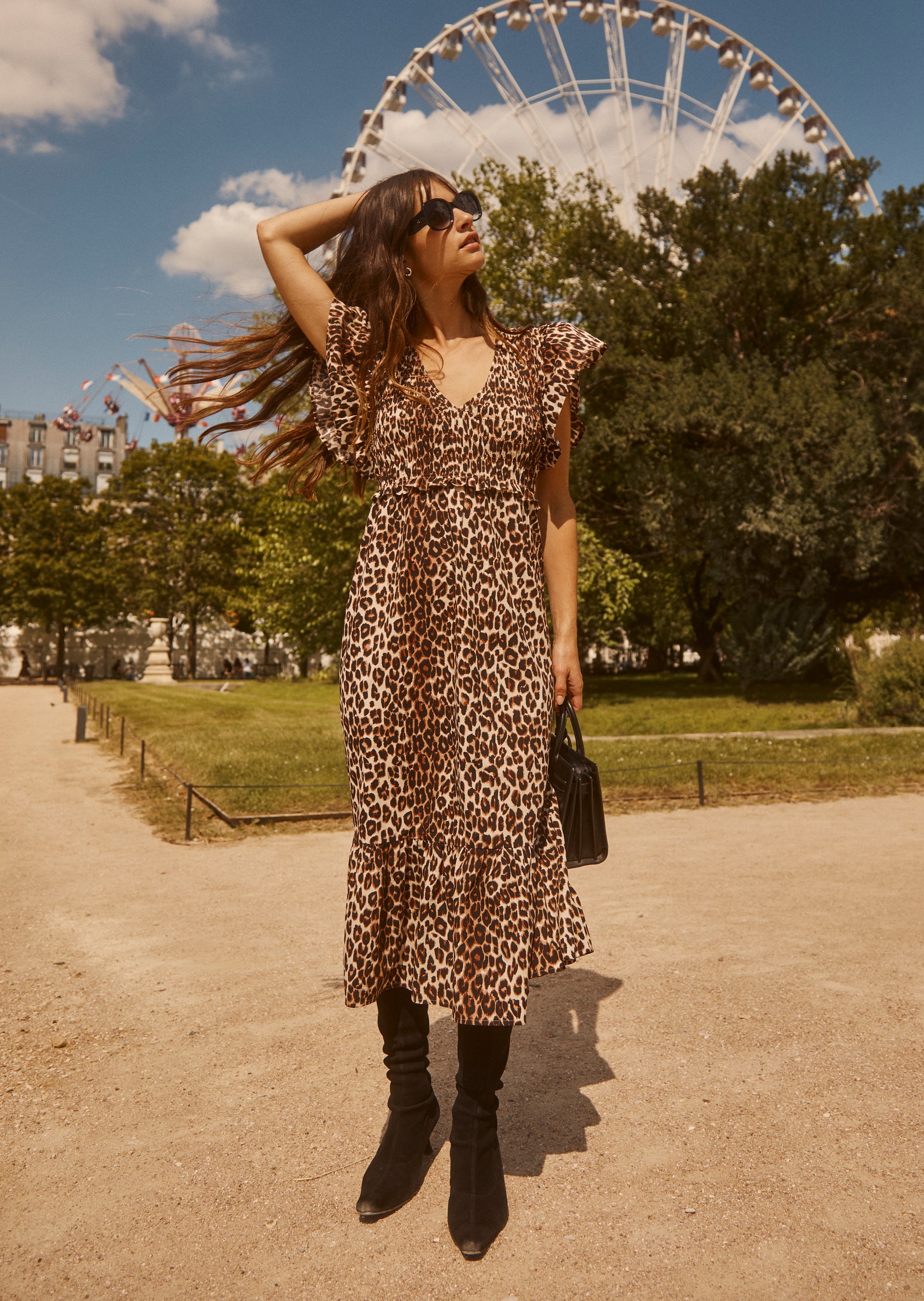 FRONT FULL BODY EDITORIAL IMAGE OF MODEL WEARNG CLEMENTINE DRESS