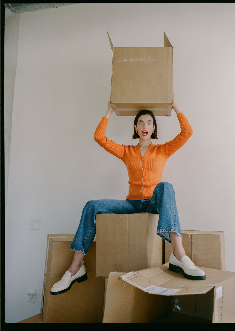 Editorial image of model wearing Beau Cardigan