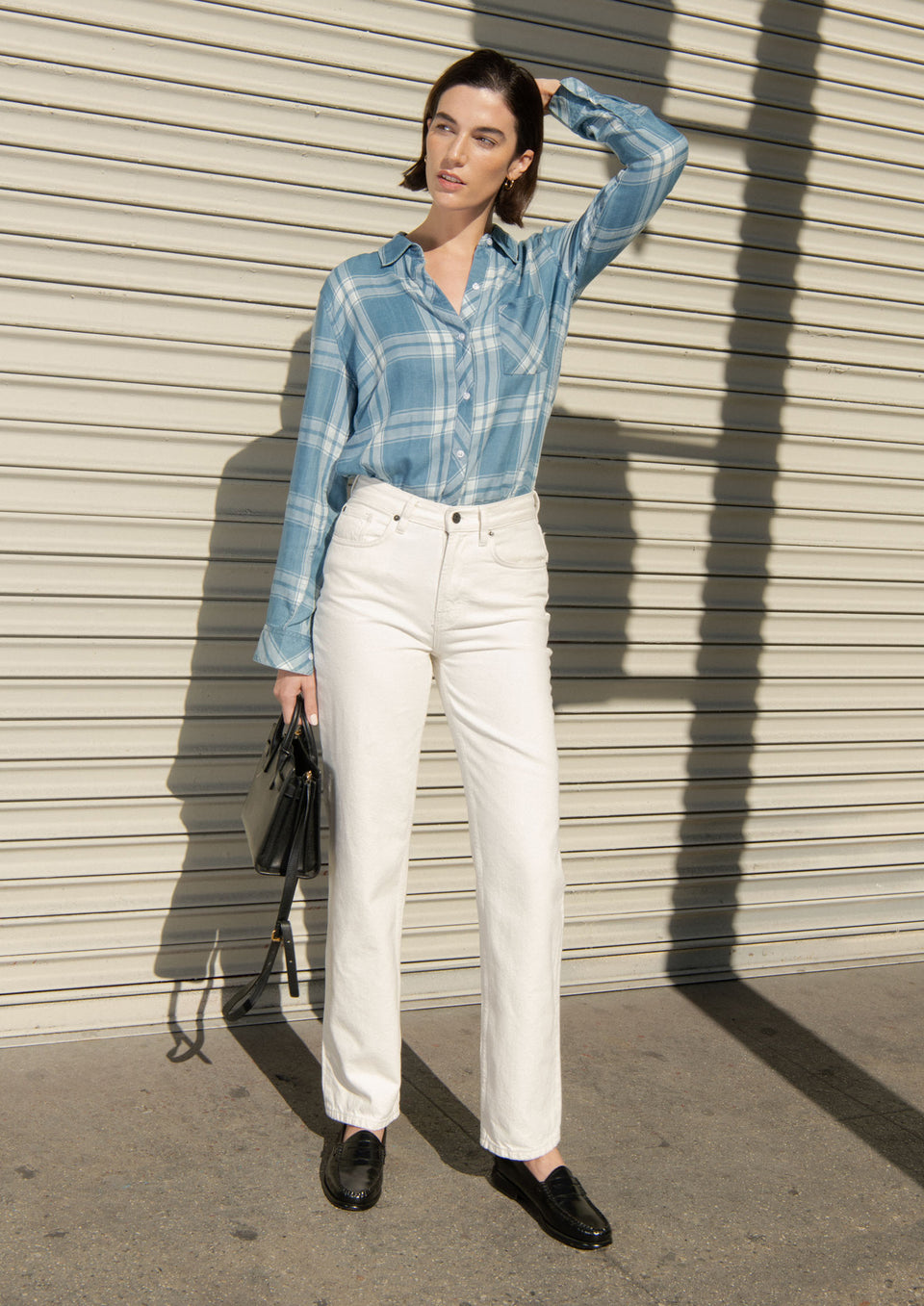 Front editorial image of model wearing Hunter Shirt